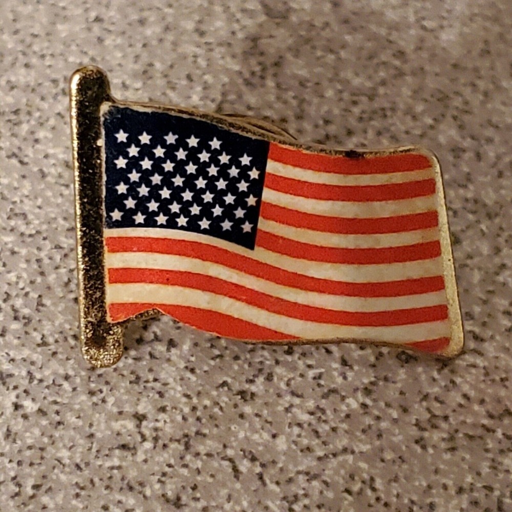 Vintage Red White Blue American Flag Pin